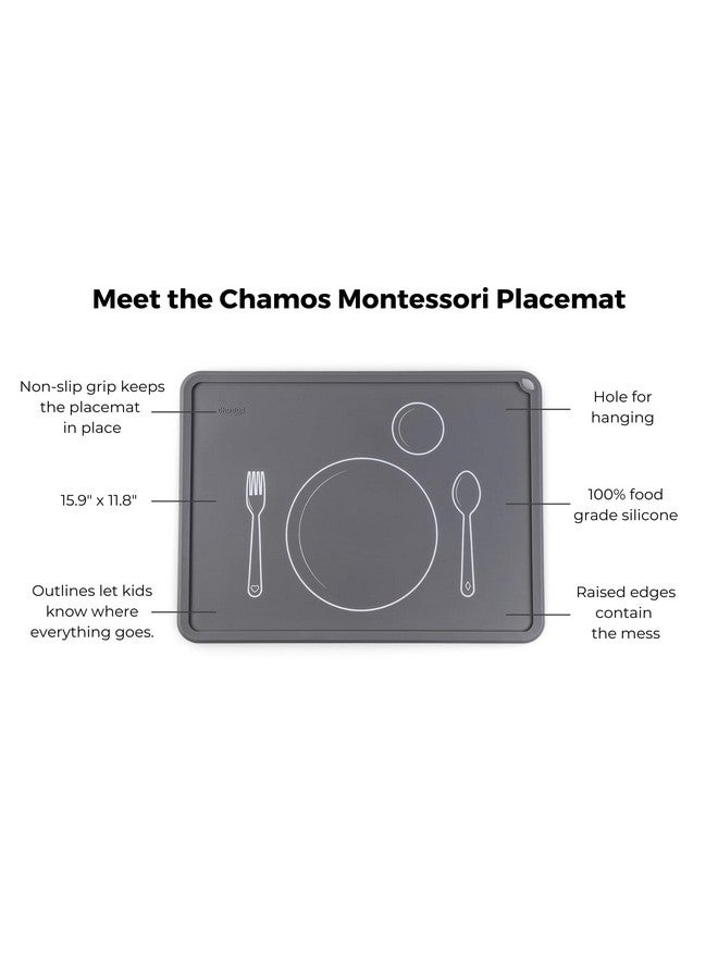 Chamos Silicone Placemats For Toddlers And Kids Montessori Placemat Nonslip (Sapphire & Gray) - Image 2