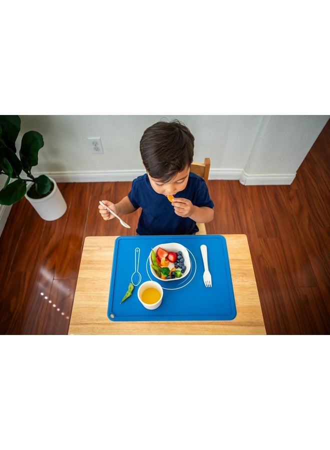 Chamos Silicone Placemats For Toddlers And Kids Montessori Placemat Nonslip (Sapphire & Gray) - Image 5