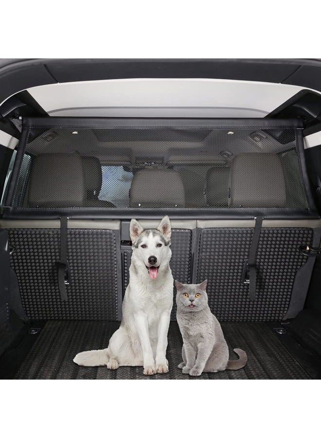TINKI Pet Restraint Net Dog Fence Car Backseat Divider Vehicle Gate Cargo Area Travel Trunk Mesh Net Screen for Land Rover Defender 110 1984-2018 2019 2020 2021 2022 2023 2024 2025+ (Black) - Image 1