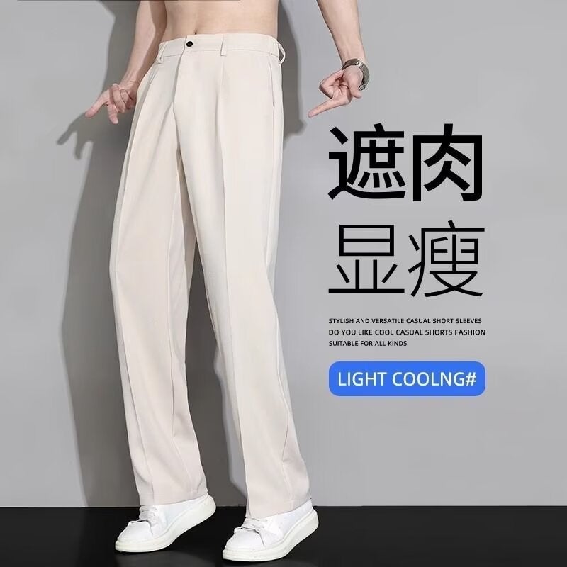 Mens Flowy Wide-Leg Suit Pants khaki - Image 1