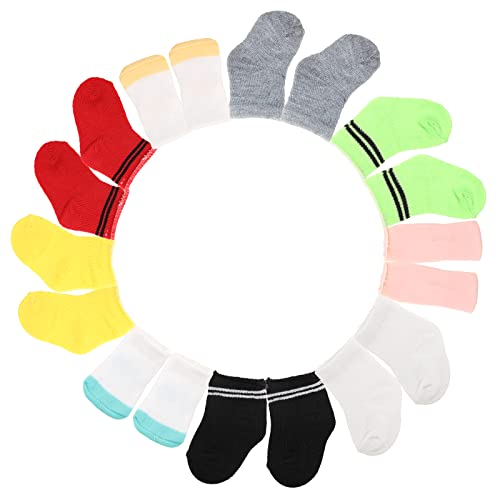 Miunana 5 Pairs Doll Socks for 18 Inch Girl Doll Includes Striped TwoTone and Solid Color Socks in 9 Colors - Image 1