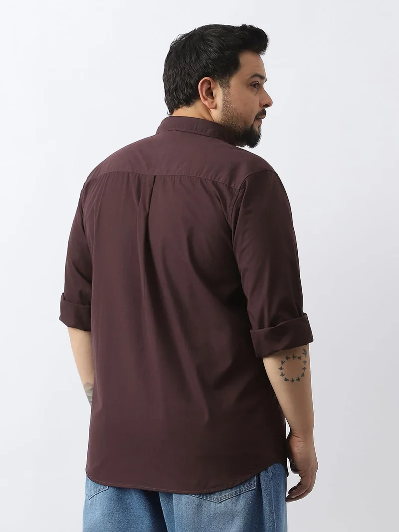 Urbano Fashion  Urbano Plus Men's Cocoa Cotton Full Sleeve Regular Fit Casual Solid Shirt  | Best Price UAE