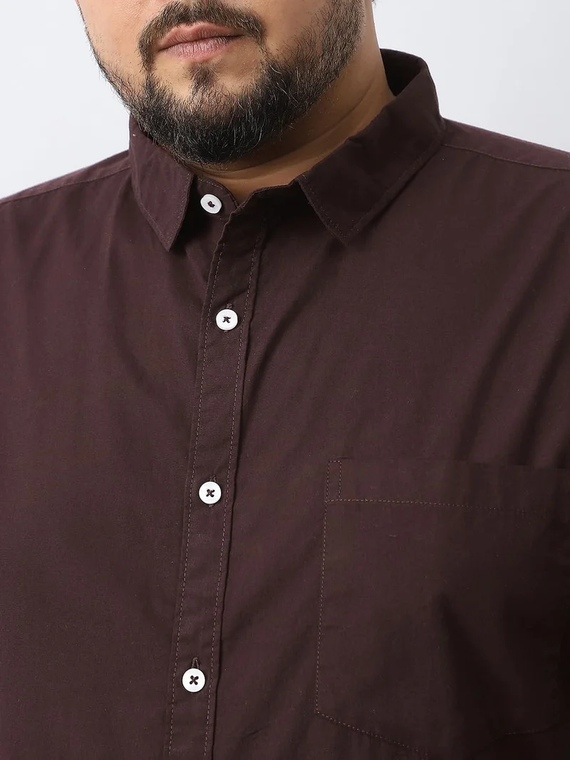 Urbano Fashion  Urbano Plus Men's Cocoa Cotton Full Sleeve Regular Fit Casual Solid Shirt  | Best Price UAE