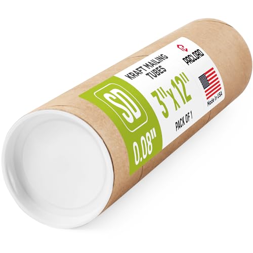 Paclord 3" x 12" Reinforced Kraft Paper Mailing Tube (Pack of 1) with 2 Caps - Image 1