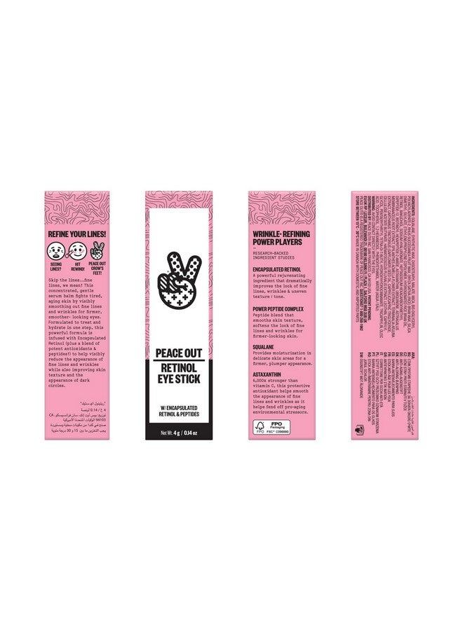PEACE OUT Skincare Retinol Eye Stick Daily Retinol Antiaging Under Eye Serum Balm Helps Reduce Fine Lines And Dark Circles Revitalize Eye Area With Peptides And Astaxanthin (.14 Oz) - Image 2