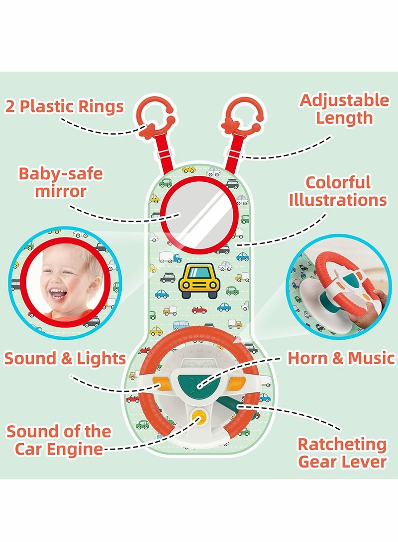 KASTWAVE Baby Car Seat Toys for Infants, Baby Car Seat Toys with Mirror, Steering Wheel Toys with Music Lights and Driving Sounds - Image 3