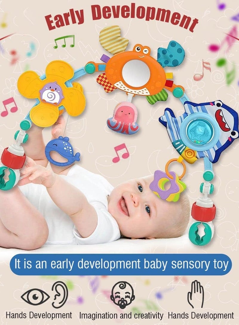 HUANGER Musical Baby Stroller Arch Toys, Travel Car Seat Toys, Baby Play Arch Crib Accessory Toys, Mobile for Bassinet, Pram Activity Arch Bar Toys for Babies Infants - Image 3
