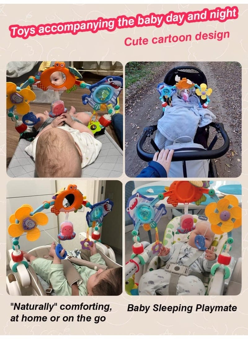HUANGER Musical Baby Stroller Arch Toys, Travel Car Seat Toys, Baby Play Arch Crib Accessory Toys, Mobile for Bassinet, Pram Activity Arch Bar Toys for Babies Infants - Image 5