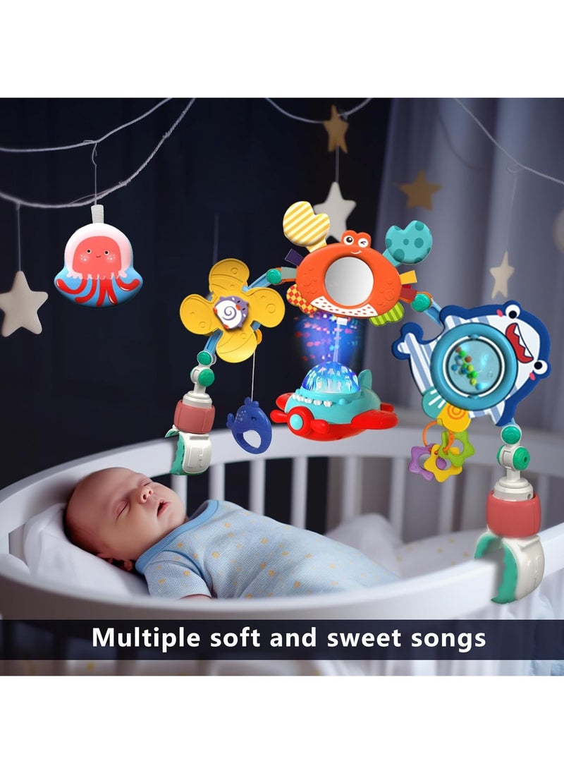 HUANGER - Musical Baby Stroller Arch Toys, Travel Car Seat Toys, Baby Play Arch Crib Accessory Toys, Mobile for Bassinet, Pram Activity Arch Bar Toys for Babies Infants - Image 1