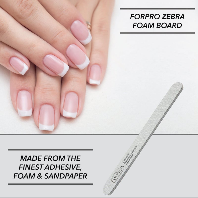 ForPro Professional Collection ForPro Zebra Foam Board, 80/80 Grit, Double-Sided Manicure Nail File, 7 inches L x .75 inches W, Black, 50 Count - Image 3