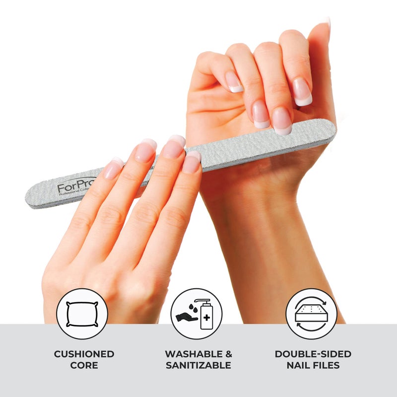 ForPro Professional Collection ForPro Zebra Foam Board, 80/80 Grit, Double-Sided Manicure Nail File, 7 inches L x .75 inches W, Black, 50 Count - Image 5