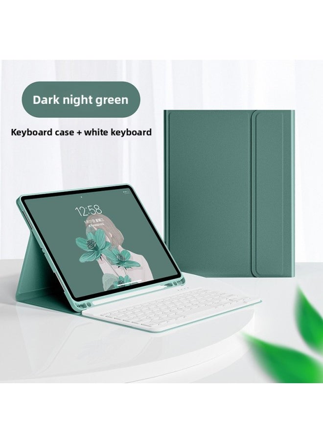 Generic - Bluetooth Keyboard Case For Ipad Pro 11 10.2 Air 4 Pencil Slot Mini 6 Leather Mouse Pad Protective Cover For Digital Computer-Color:Dark Night Green + White Keyboard-Applicable Model:Mini1/2/3/4/5 7.9inch - Image 1