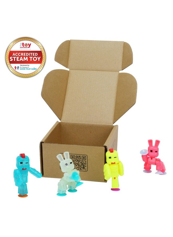 Zing Zing Stikbot Easter Pack, Set of 2 Chickens and 2 Bunnies with Exclusive Neon & Glow in The Dark Colors, Create Stop Motion Animation, for Kids Ages 4 and Up  - Image 2