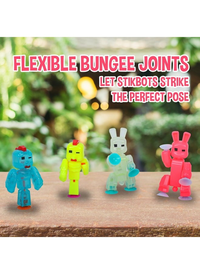 Zing Zing Stikbot Easter Pack, Set of 2 Chickens and 2 Bunnies with Exclusive Neon & Glow in The Dark Colors, Create Stop Motion Animation, for Kids Ages 4 and Up  - Image 4