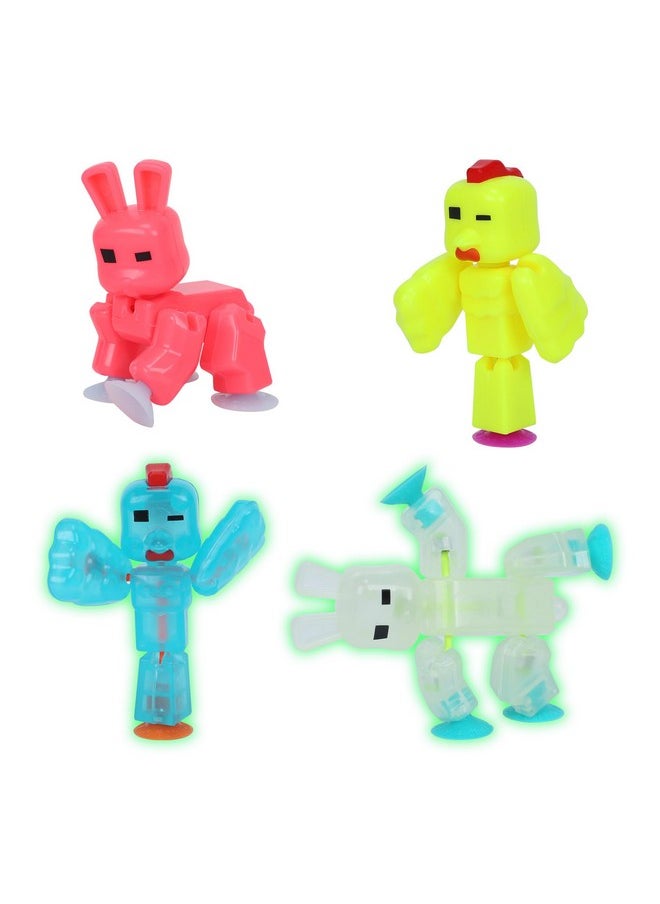 Zing Zing Stikbot Easter Pack, Set of 2 Chickens and 2 Bunnies with Exclusive Neon & Glow in The Dark Colors, Create Stop Motion Animation, for Kids Ages 4 and Up  - Image 1