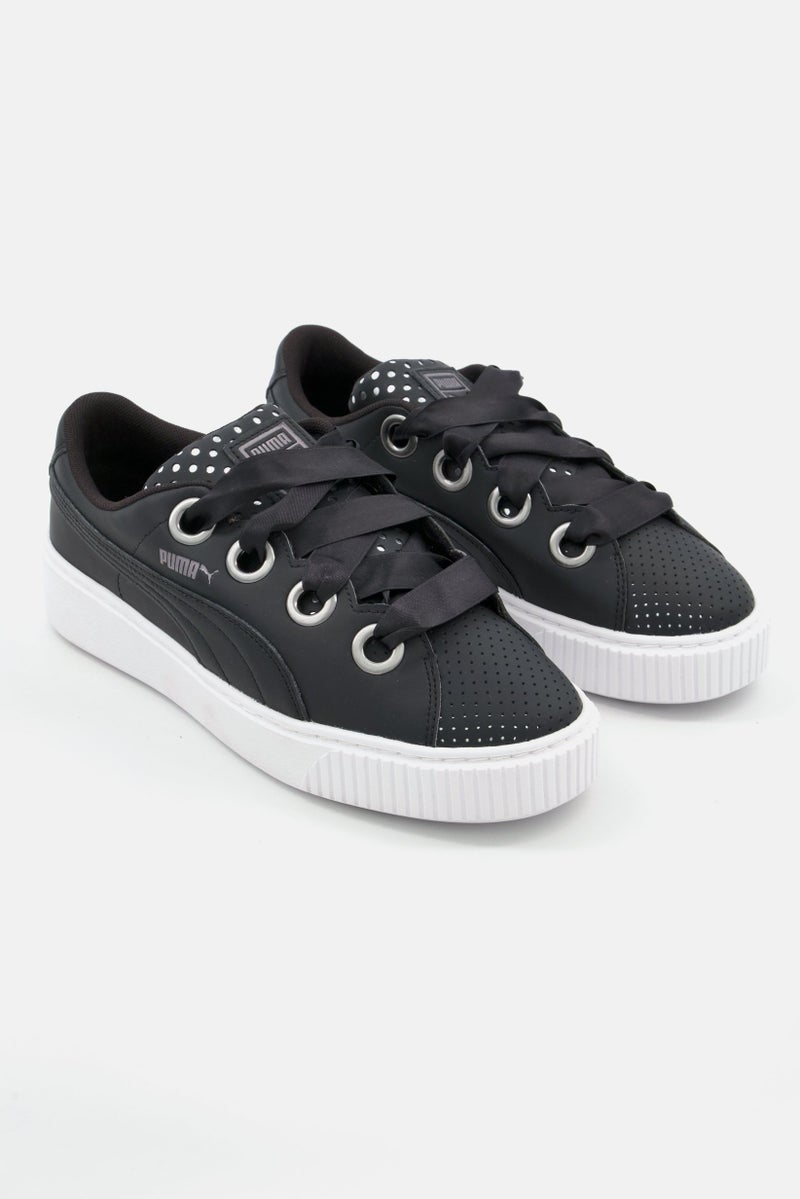 PUMA Women Platform Kiss Ath Lux Lace up Sports Shoes, Black - Image 1