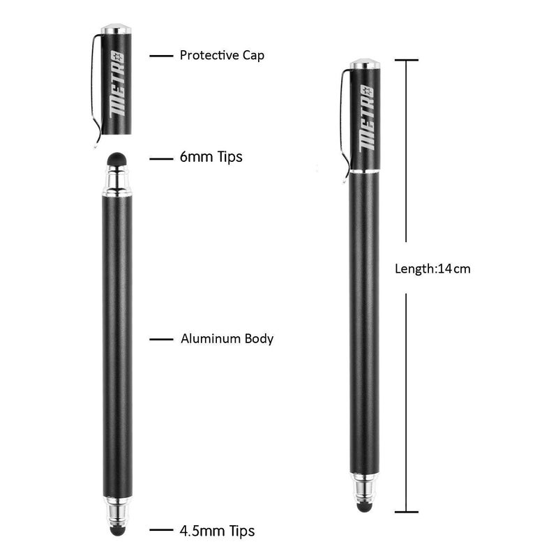 METRO Universal Capacitive 2-in-1 Touch Screen Stylus Pen with 20 Pcs Replacement Rubber Tips,Compatible with iPad,iPhone,ipad Pro,Galaxy,Smart Phone and Other Touch Screen Devices,Black - Image 2