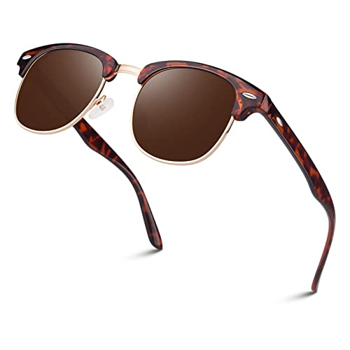 LINVO Polarized Semi Rimless Sunglasses for Men Women, Mens Sunglasses Classic Retro Shades Half Frame Driving Sun Glasses UV Protection - Image 1