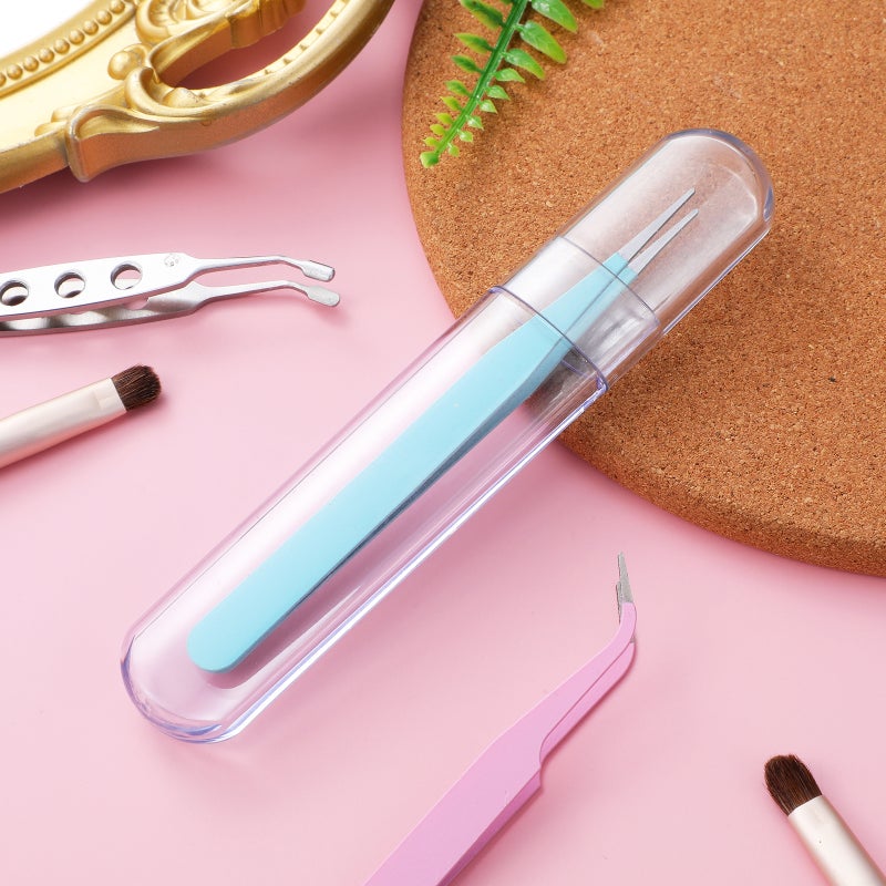 Clear Storage Tube for Eyelash Tweezers Travel Tweezer Case Small Tube Holder with Caps Storage Case Tweezers Organizing Box - Image 5