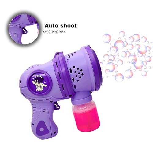 Camin Automatic 12 Holes Colour Bubble Gun for Kids | 2 Bubble Solution,10000+ Bubbles Per Minute |Leak-Proof Design|Birthday Gift Summer Toy for Boys Girls Age 3-16 yrs (Purple) - Image 2