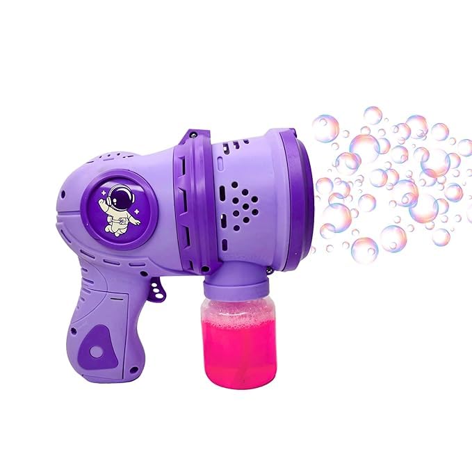 Camin Automatic 12 Holes Colour Bubble Gun for Kids | 2 Bubble Solution,10000+ Bubbles Per Minute |Leak-Proof Design|Birthday Gift Summer Toy for Boys Girls Age 3-16 yrs (Purple) - Image 1