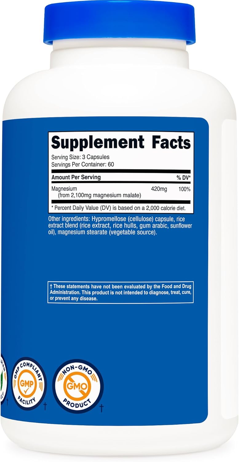 Nutricost Magnesium Malate 2100mg 180 Capsules  Vegetarian NonGMO Gluten Free - Image 5