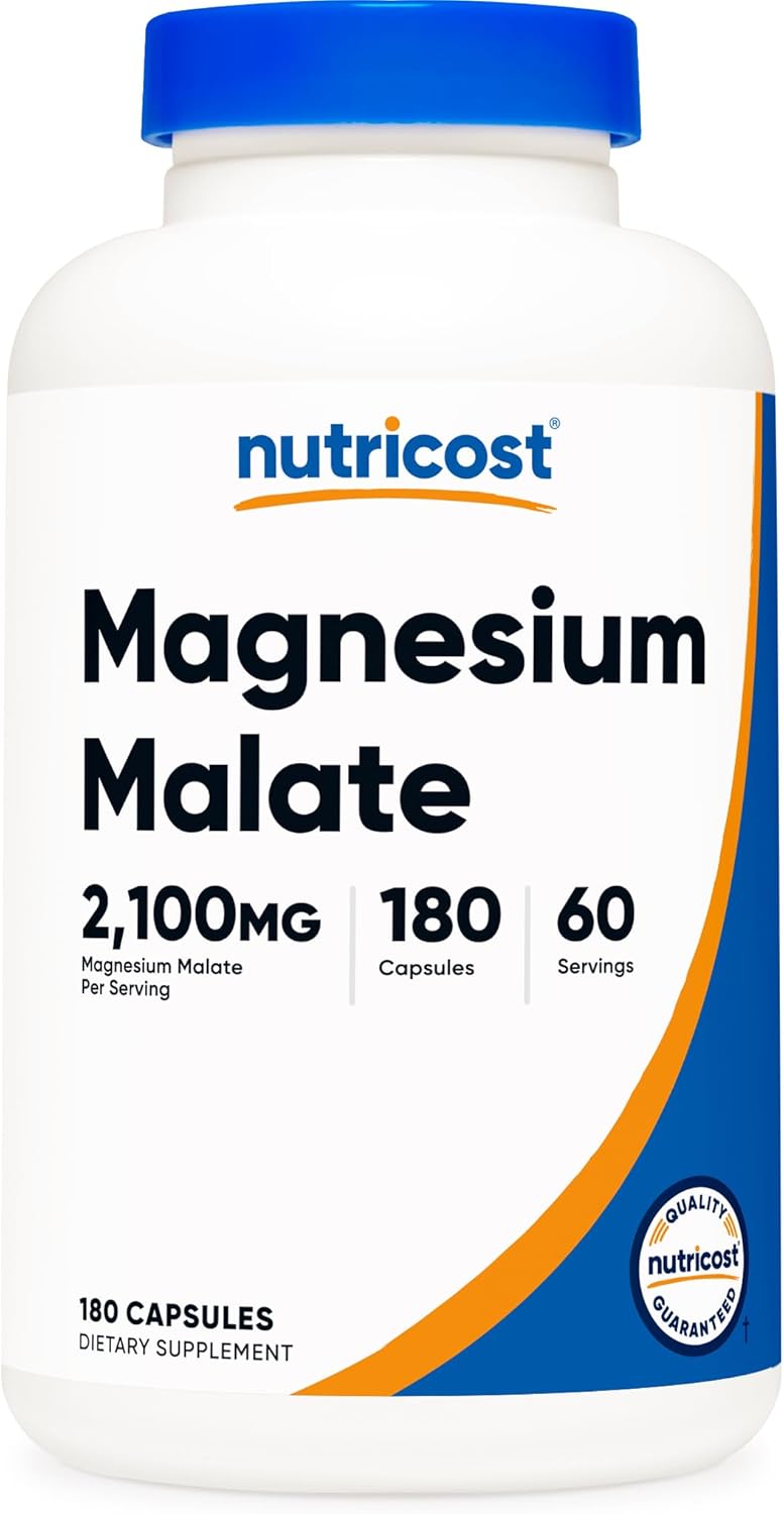 Nutricost Magnesium Malate 2100mg 180 Capsules  Vegetarian NonGMO Gluten Free - Image 1