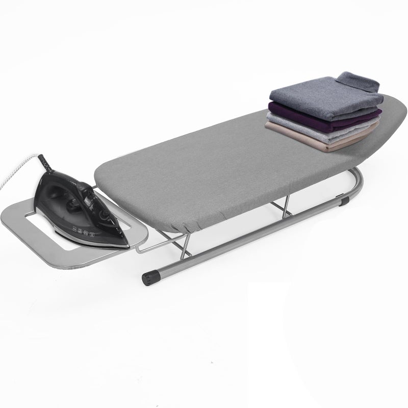 Rainberg Table top Ironing Board SmallFoldable Design NonSlip Folding Legs 100 Cotton Cover with Foam Layer Steam Iron Rest Lightweight Space Limited Places 76 x 30cm