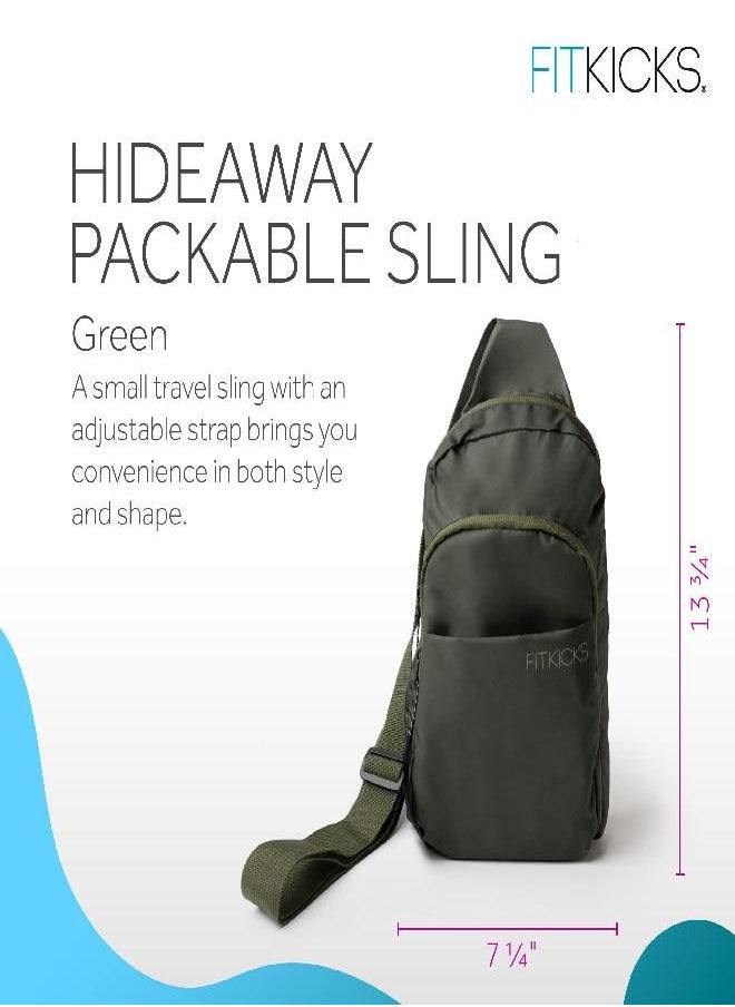 FitKicks - FITKICKS Hideaway Packable Sling Bag, Cross-body Bag for Men and Women, Green - Image 1