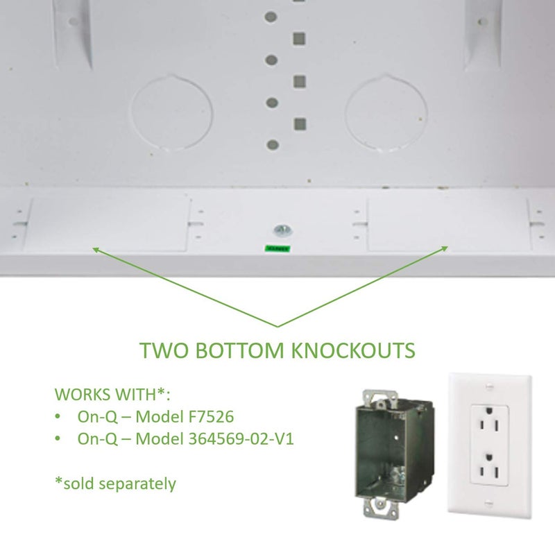 On-Q Legrand - OnQ 14 Inch Media Enclosure, 20 Gauge Cable Management Box, Cable Wall Cover with 2.5 Inch Opening for Wires, Recessed Media Box, Glossy White, EN1400 - Image 5