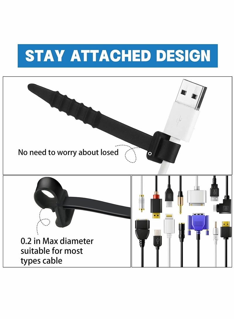 Silicone Cable Ties Reusable 4.5 Inch zip ties Cord Organizer Zip Ties Cable Management Rubber Cable Organizer Tie for Wire, Food Bags, Headphone, Home Office Supplies (100 Pcs) - Image 4