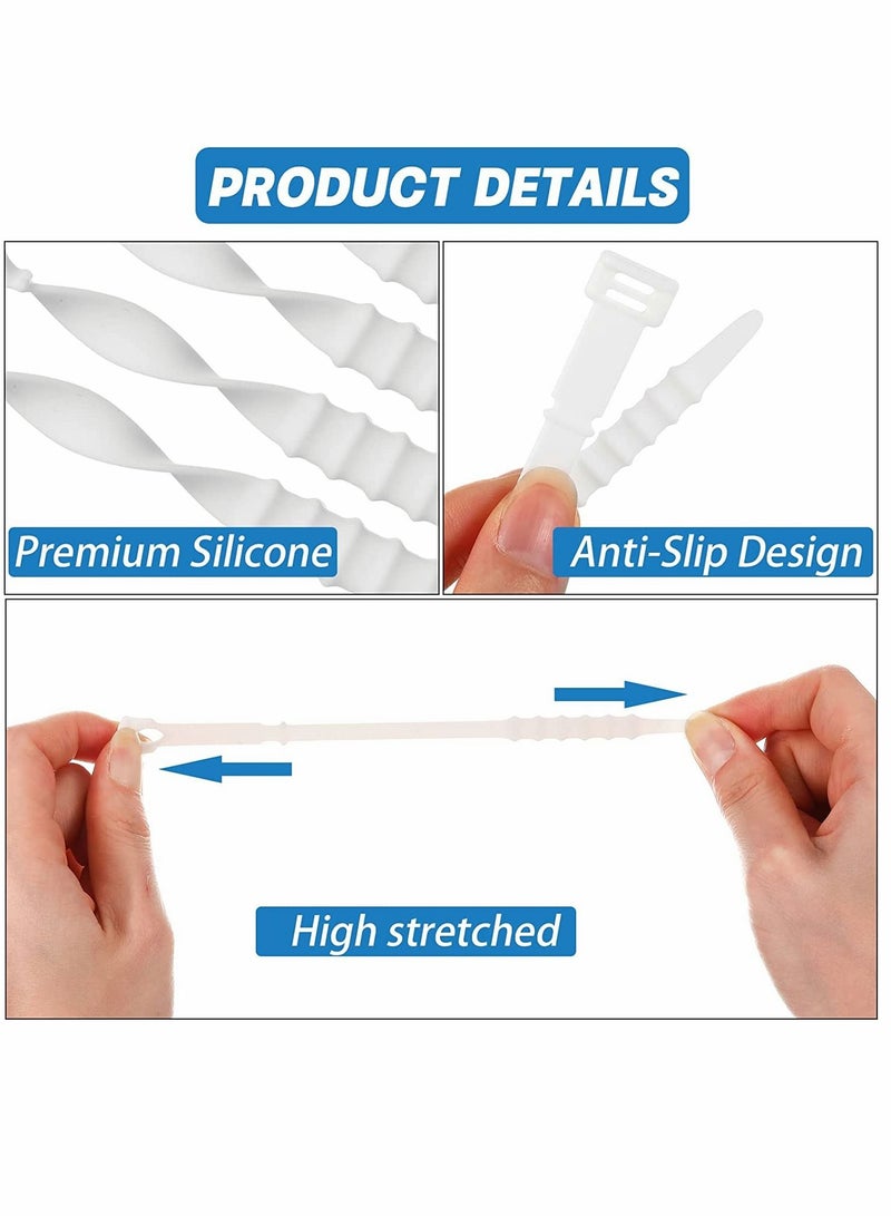 Silicone Cable Ties Reusable 4.5 Inch zip ties Cord Organizer Zip Ties Cable Management Rubber Cable Organizer Tie for Wire, Food Bags, Headphone, Home Office Supplies (100 Pcs) - Image 3