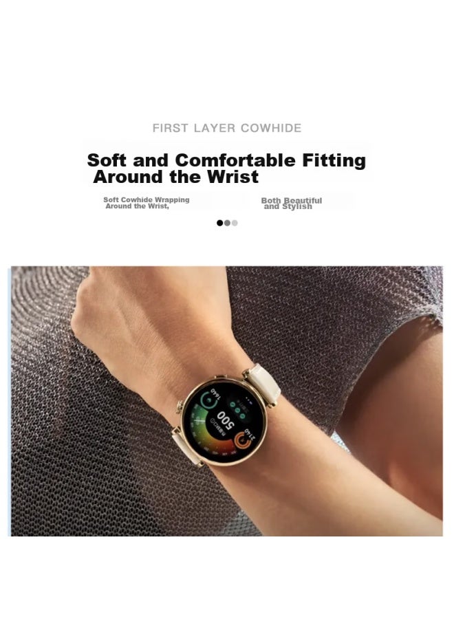 Wei Qiantu Weiqiantu سوار ساعة من الجلد متوافق مع Huawei Watch Gt4/gt5/gt5 Pro، ساعة نسائية 41mm من الجلد الطبيعي، عصري للفتيات، واجهة 18mm - Image 5