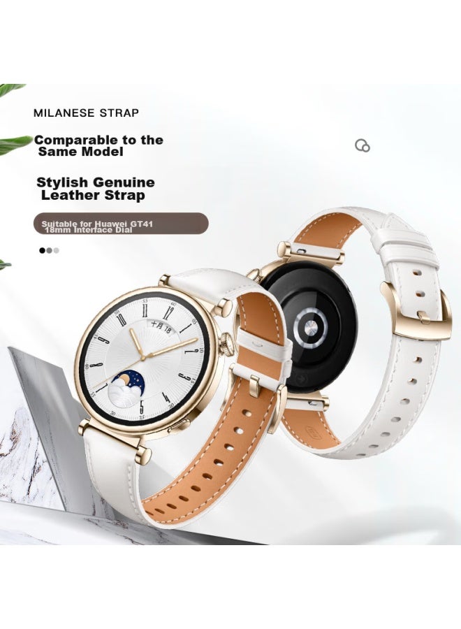 Wei Qiantu Weiqiantu سوار ساعة من الجلد متوافق مع Huawei Watch Gt4/gt5/gt5 Pro، ساعة نسائية 41mm من الجلد الطبيعي، عصري للفتيات، واجهة 18mm - Image 3