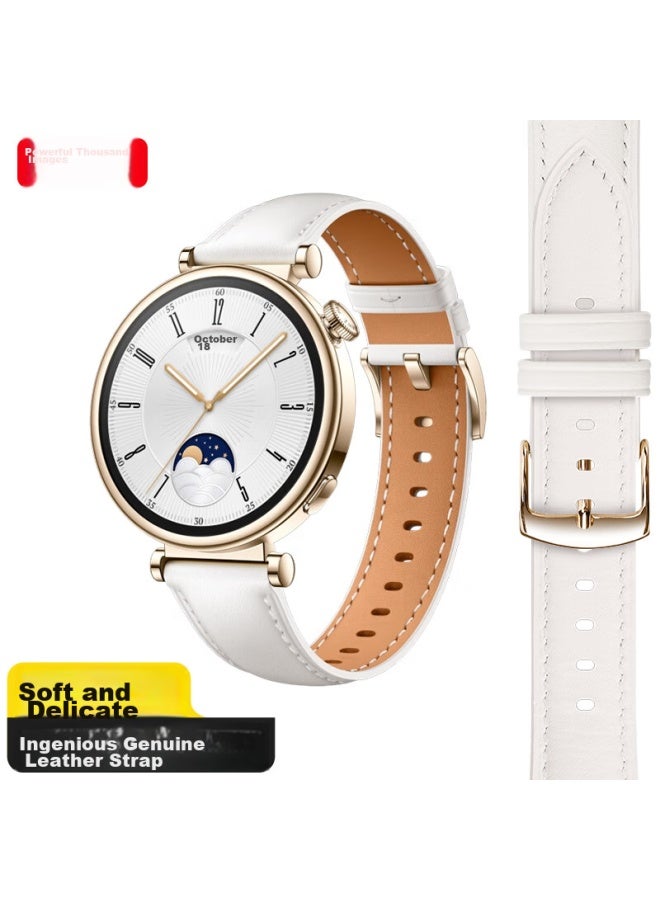 Wei Qiantu Weiqiantu سوار ساعة من الجلد متوافق مع Huawei Watch Gt4/gt5/gt5 Pro، ساعة نسائية 41mm من الجلد الطبيعي، عصري للفتيات، واجهة 18mm - Image 1