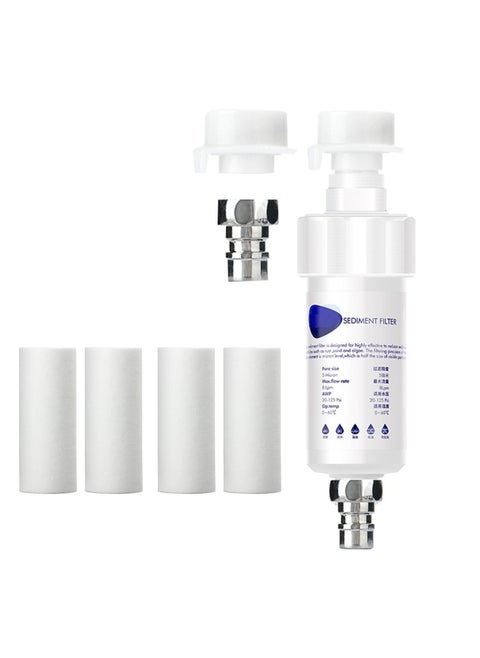 Filter Water Filter,Water Filter for Washing Machine,Washing Machine Filter with Connectors,Protects Clothes from Sediment & Hard Water,Send Four Filter Cartridges