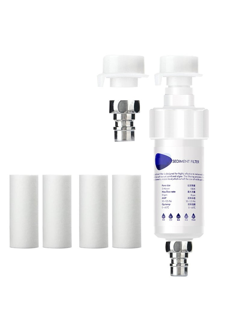 Filter Water Filter,Water Filter for Washing Machine,Washing Machine Filter with Connectors,Protects Clothes from Sediment & Hard Water,Send Four Filter Cartridges