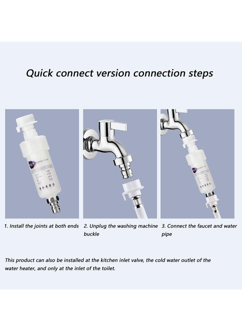 Filter Water Filter,Water Filter for Washing Machine,Washing Machine Filter with Connectors,Protects Clothes from Sediment & Hard Water,Send Four Filter Cartridges