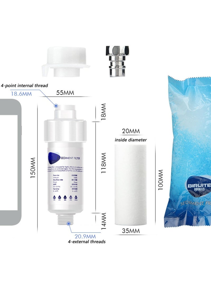 Filter Water Filter,Water Filter for Washing Machine,Washing Machine Filter with Connectors,Protects Clothes from Sediment & Hard Water,Send Four Filter Cartridges