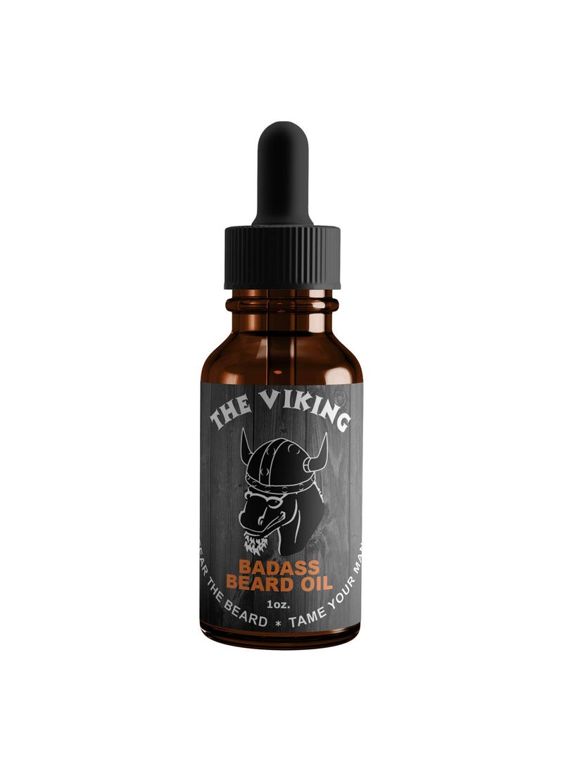 Badass Beard Care - Badass Beard Care Beard Oil For Men - The Viking Scent, 1 oz - All Natural Ingredients, Keeps Beard and Mustache Full, Soft and Healthy - Image 1