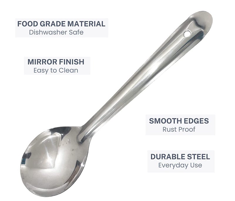 IMREX Stainless Steel Serving Spoon Set for Dining, Cooking Spoon Set for Kitchen, 26 cm Length Wt. 65g, Serveware (Set of 2) - Image 2