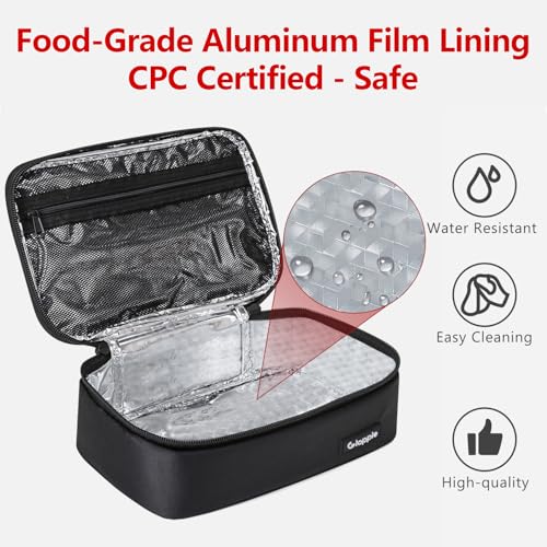 Gloppie Small Lunch Bag for Adults & Kids - Compact Insulated Lunch Box, Durable & Food-Grade Lining | Portable Cooler for Work, School, Travel (Black) - Image 5