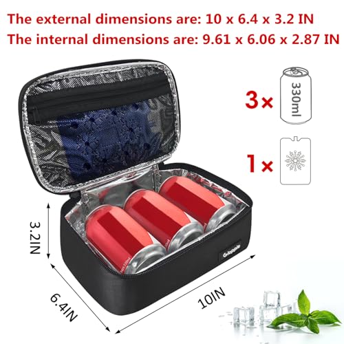 Gloppie Small Lunch Bag for Adults & Kids - Compact Insulated Lunch Box, Durable & Food-Grade Lining | Portable Cooler for Work, School, Travel (Black) - Image 4