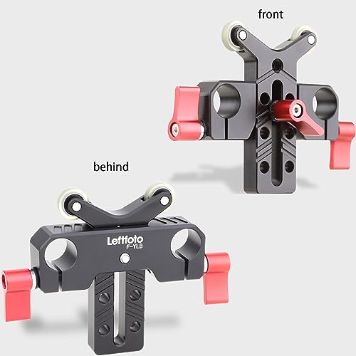 LEFTFOTO Y-Shaped Lens Bracket,Telephoto Long Lens Support Bracket with Built-in Pulley,for DSLR Camera Shoulder Rig with 15mm Rods, Height Adjustable - Image 5