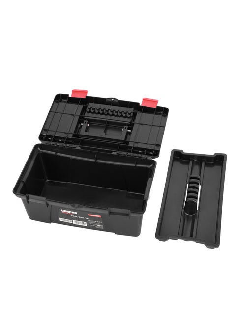 Geepas 16.5-Inch Heavy-Duty Tool Box with Removable Tray, Secure Latch, and Ergonomic Handle - A Compact yet Spacious Storage Solution for Organizing, Protecting, & Transporting Your Tools & Equipment