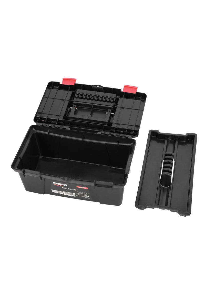 GEEPAS Geepas 16.5-Inch Heavy-Duty Tool Box with Removable Tray, Secure Latch, and Ergonomic Handle - A Compact yet Spacious Storage Solution for Organizing, Protecting, & Transporting Your Tools & Equipment  - Image 1