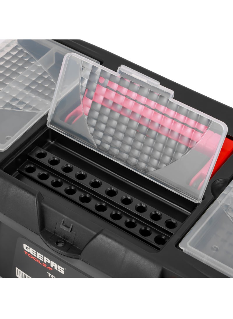 GEEPAS Geepas 16.5-Inch Heavy-Duty Tool Box with Removable Tray, Secure Latch, and Ergonomic Handle - A Compact yet Spacious Storage Solution for Organizing, Protecting, & Transporting Your Tools & Equipment  - Image 2