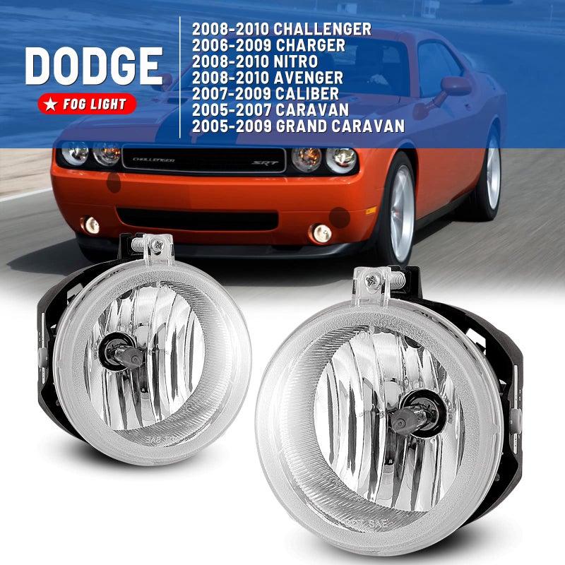 Fog Lights compatible for Dodge 2005-2009 Grand Caravan / 2006-2009 Charger /2008-2010 Challenger Nitro Avenger / 2007-2010 Caliber / 2005-2007 Caravan Lamps Assembly - Image 2