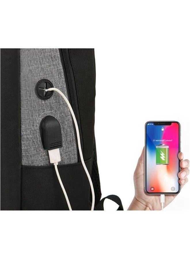 HALAMODO - 3 Pieces Set of Simple Computer Bag Large Capacity Backpack with USB Charging Port Blue - Image 1