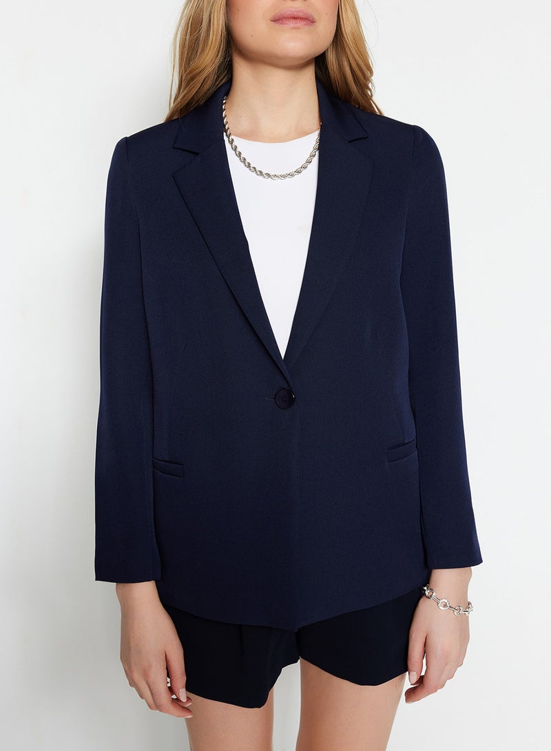 trendyol Navy Blue Regular Lining Detailed Woven Blazer Jacket TWOAW20CE0316 - Image 5
